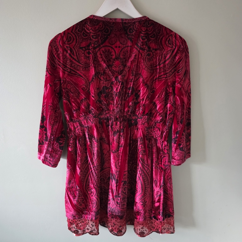 Energe M Vintage Y2K Whimsigoth Dark Romantic Fairy Grunge Velvet Babydoll Tunic - Picture 12 of 14